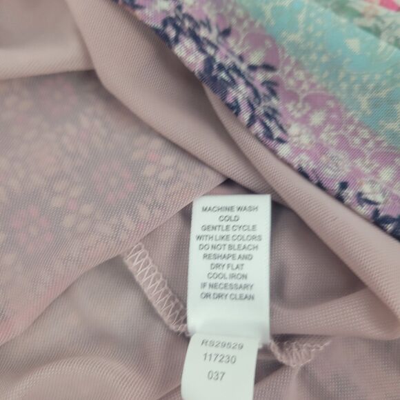 Spense Boho Tank Top Blouse Large Mixed Border Pattern Halter Braided Neck Lined - Picture 7 of 9